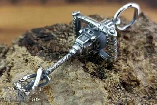 Silver pendant "Concrete mixer" with blackening, фото