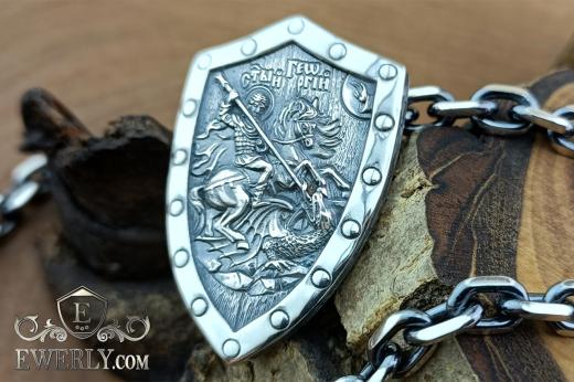 Anchor chain and pendant-shield with St. George the Victorious, фото