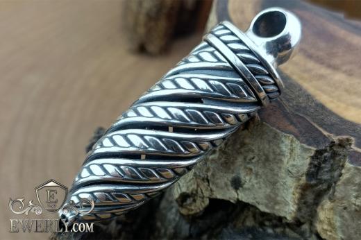 Silver pendant "Bullet" with stone - onyx, фото