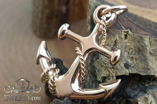 Подвеска - кулон Якорь из золота, фото